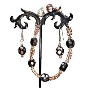 Classy Delicate Very Unique Bead Bracelet & Earring Set